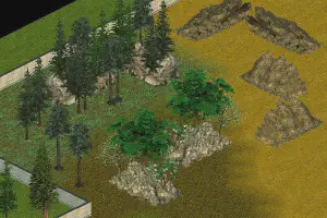 Big Rock Formation Pack & Two Coniferous Trees